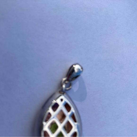 Sterling Silver Teardrop Pendant With Green Stone - Picture 6 of 7